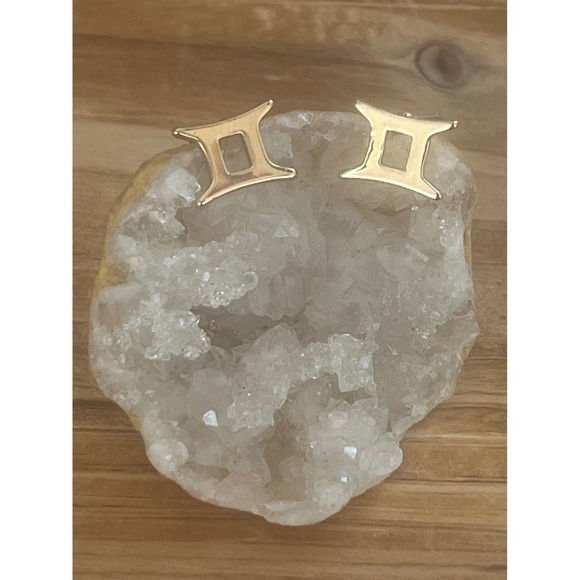Gold Gemini Zodiac Astrology Sign Post Earrings -Small Boho Glam Chic Gift -New - Picture 12 of 15